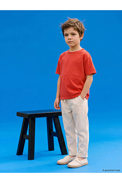 LC Waikiki Two Mt Shop Quality Lcw Kids Beige Elastic Waist Linen Blend Boys'...