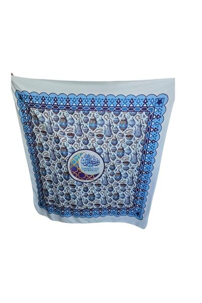 Generic Ramadan Mubarak Decorative Table, Traditional Islamic Pattern, Blue a...