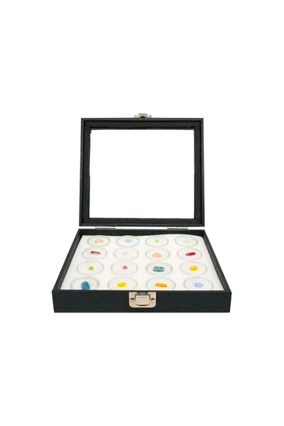 Generic Novel Box Half-Size Glass Top Black Leatherette Jewelry Display Case ...