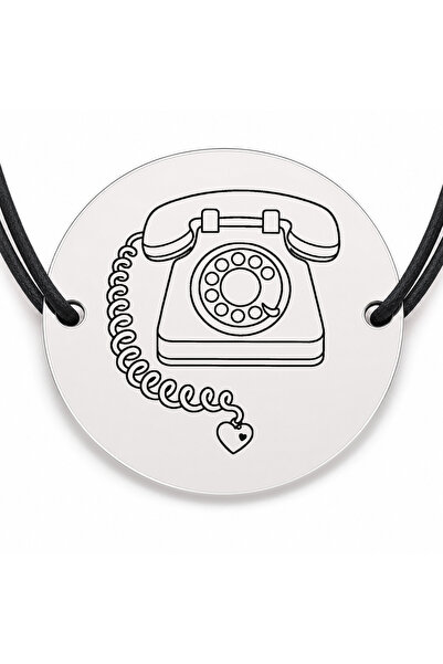 Simoshop Brățară argint 925 cu bănuț gravat telefon retro cu inimioară, șnur ...