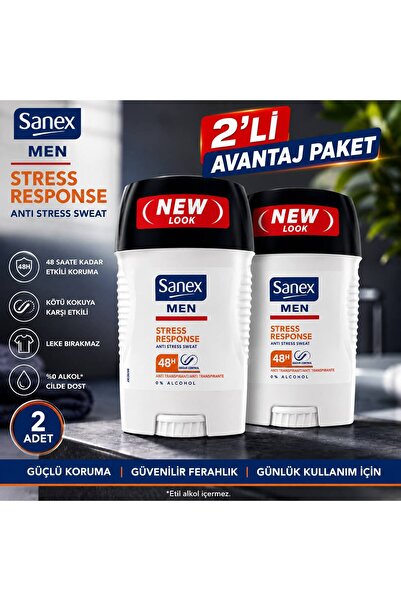 Sanex Men Stress Response Anti Stress Sweat 48H Erkek Stick Deodorant 2’li Av...