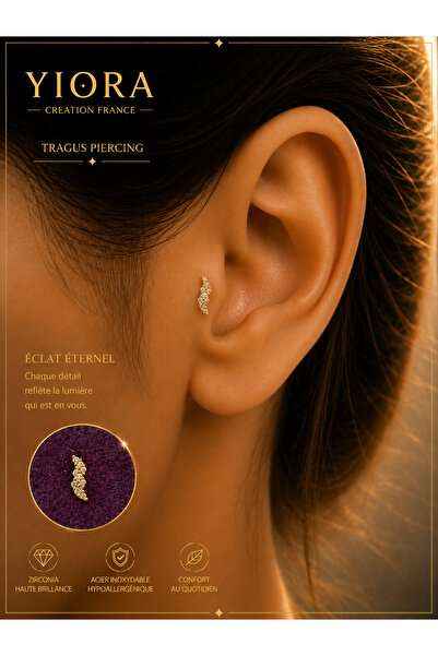 yiora Jewelery Sarmal Model Cerrahi Çelik Zirkon Taşlı Tragus Helix Kıkırdak ...