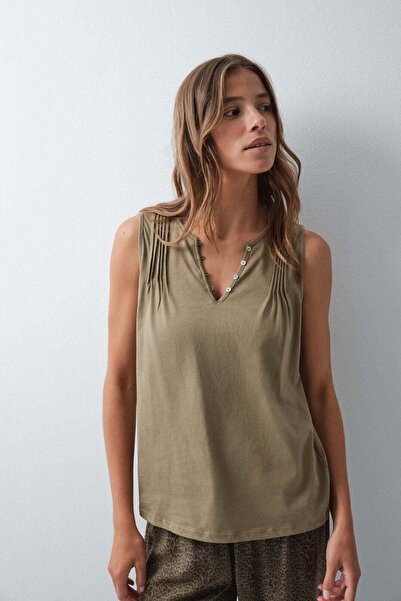 Women'secret Green cotton sleeveless T-shirt