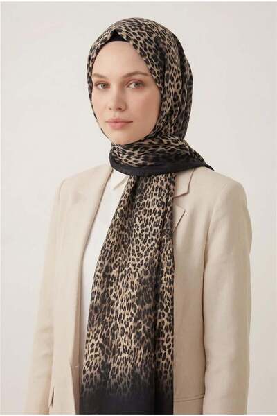 Silk Home Leopard Pattern Cotton Milk Coffee 90X200 Soft Shawl