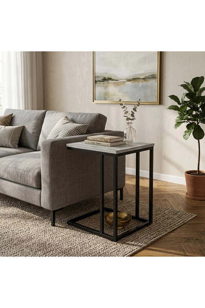 Al Hadaya Mall Elegant Design Wood and Iron White Service Table-White-58X35X3...