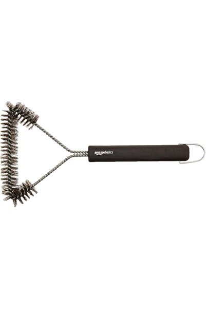 Generic Basics 3-Sided Triangular Grill Brush, 30.7 cm, Stainless Steel, Black