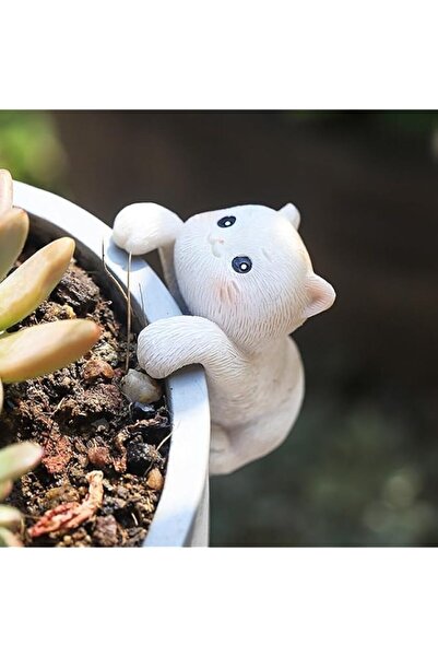 Generic Cute Resin Cat Figurines for Flower Pots and Vases, Miniature Kitten ...