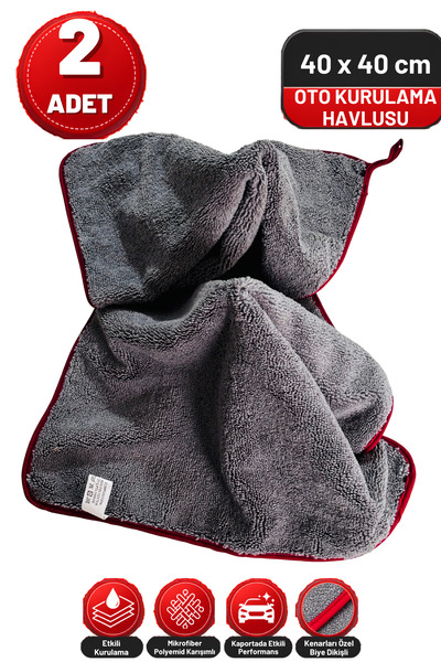 M.Y. TASO 2 Adet 40x40 Mikrofiber Oto Kurulama Havlusu Süper Emici Araç Kurulama Bezi