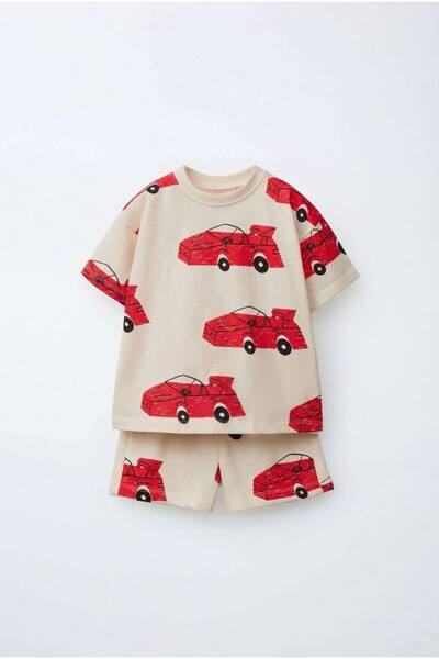 Mywkids Araba Erkek Çocuk Şort Takım %100 Cotton