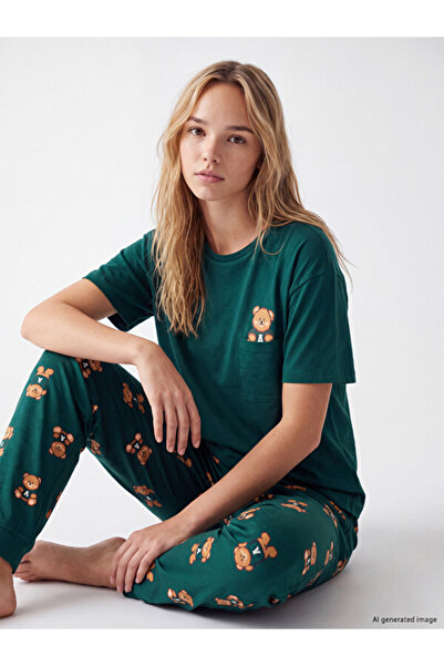 LC Waikiki I Zero Roba Collar Teddy Bear Printed Women's Pajama Set from Free...