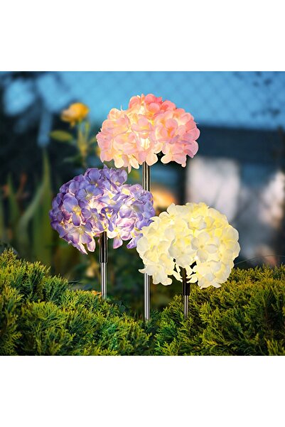 OEM Lampă solară tip băț de 70cm cu floare de hortensie - LED alb cald, dispo...