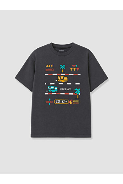 LC Waikiki Rmz Gi̇yi̇m Farkiyla Zero Roba Collar Printed Boys' T-Shirt