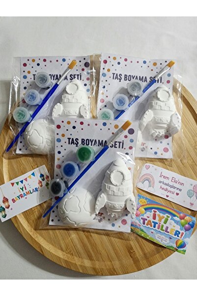 minik eller atölyesi 10' lu Paket Uzay Aracı ve Dünya Taş Boyama Seti , Kendi...