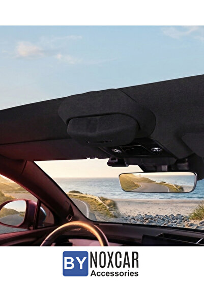 BYD Sealion 7 Uyumlu Tavan Güneş Gözlüğü Saklama Kabı / Düzenleyici (Süet Doku)