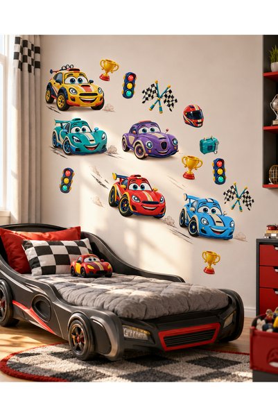 Wesliva Cars Racing Cars Boys Room Wall Sticker Set, Self-Adhesive