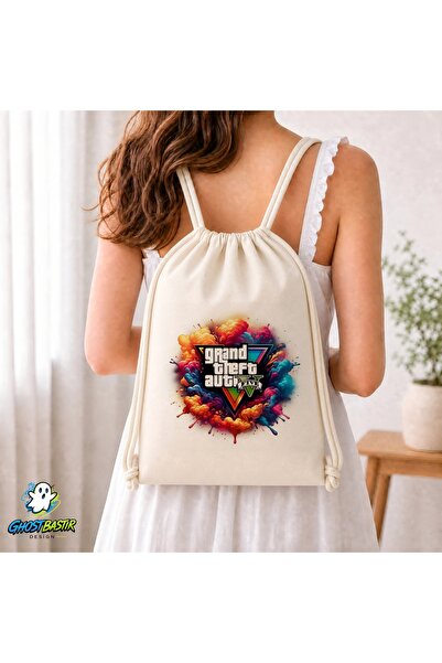 Ghostbastır Design Gta5 Drawstring Linen Bag C106