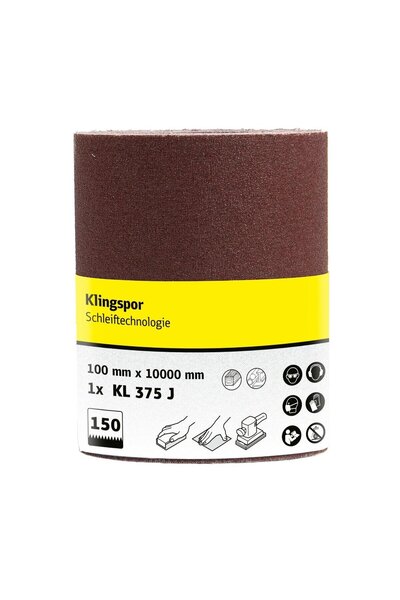 OEM Abrasive cloth roll for wood, metals, Klingspor KL 375 J, grit 150, roll ...