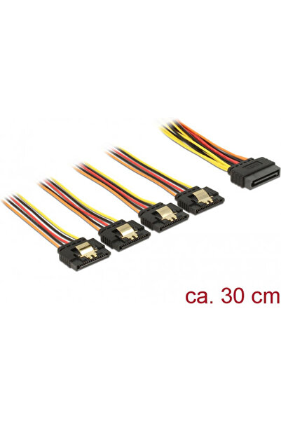 DELOCK Καλώδιο SATA 15 ακίδων - SATA 15 ακίδων 0,3μ Πολύχρωμο (60157)