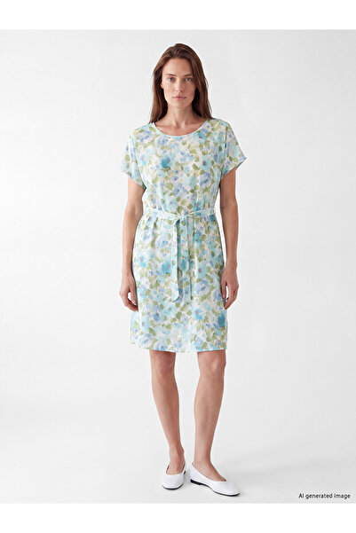 LC Waikiki Rochie cu decolteu rotund și cordon floral