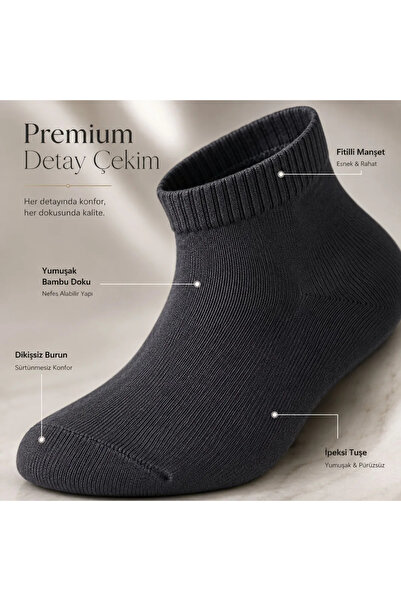 Berselya Underwear&Accessories Erkek Kısa Konç 4'lü Bambu Çorap Çok Renkli 40-44 Dikişsiz Burun Nefes Alan Yumuşak Günlük Patik Çor