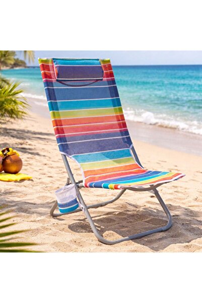 OEM Scaun Plaja cu Perna Dungi Colorate 70x48x78cm
