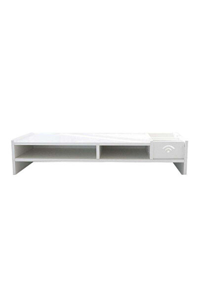 Generic Suport monitor alb cu spațiu de depozitare, înălțime 14 cm