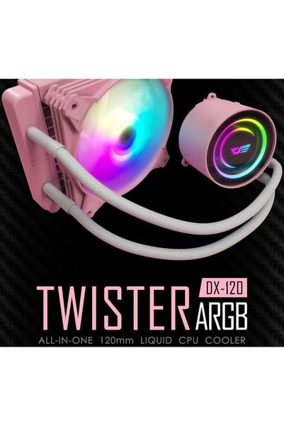 Generic Brand DX120 120mm ARGB Liquid Cooler, 1800RPM, 75.3CFM, 0.81mmH₂O, Intel 115x/AM4, Pink