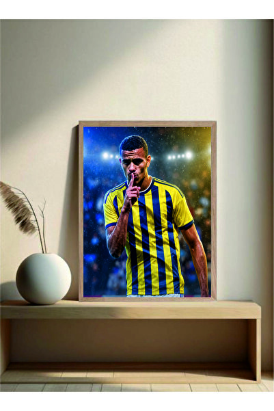 MOR TABLO Sarı Lacivert Mason Greenwood Ahşap Çerçeveli Tek Parça Futbol Tablo