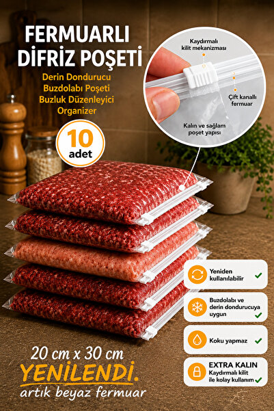 Delvos 20x30cm Fermuarlı Difriz Derin Dondurucu Buzdolabı Poşeti Buzluk Düzen...