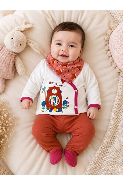 Lumos Trade Baby Girl 3-Piece Top and Bottom Set and Bib – Long Sleeve Baby B...