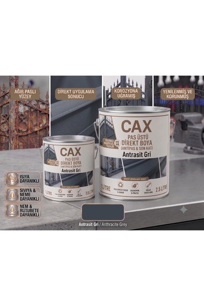 caxcolors CAX Pas Üstü Direkt Metal Boyası Antipas Dahil Koruyucu Parlak Dış ...