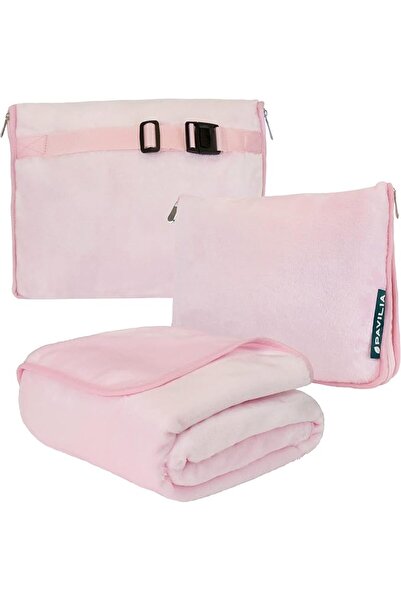 GENERAL Travel Blanket with Soft Pillowcase, Compact Blanket for Airplane, Ro...
