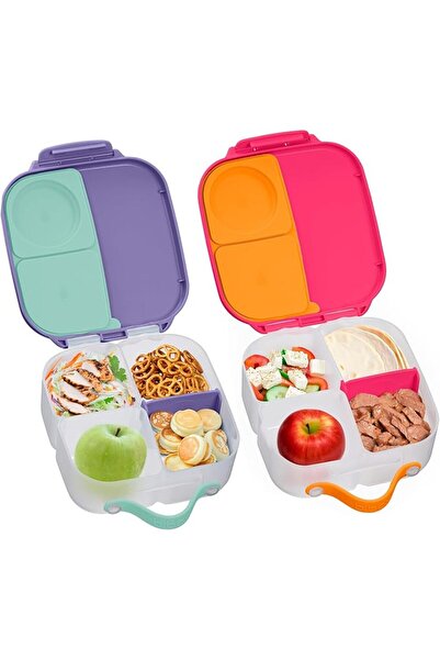 b.box Silicone Mini Lunch Box for Kids with Adjustable Dividers Easy Open Rem...