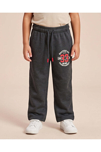 REDTAG Boys Charcoal Printed Wide Leg Track Pants