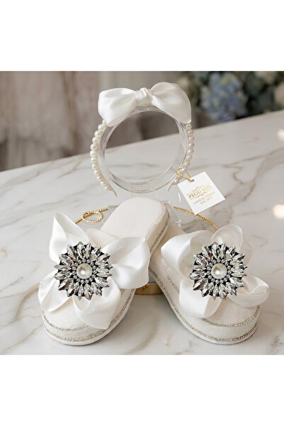 pegu baby collection Pegu Crystal Stone Satin Bow Mother-Of-Pregnancy Slipper...