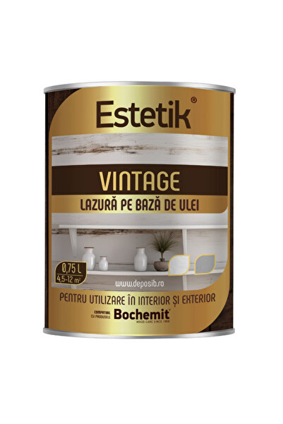 Estetik Vintage Lazura lemn 0.75L GRI, protectie UV