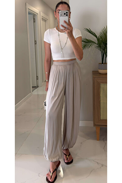 My Blog Beige Satin Shalwar Trousers - Dp261051