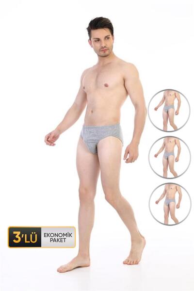 Çift Kaplan Men's Single Jersey Gray Melange Slip 3-Piece Economic Package 741