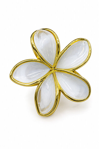 Jack Ferrero Yellow Framed White Flower Figured Hair Clip Claw Clip