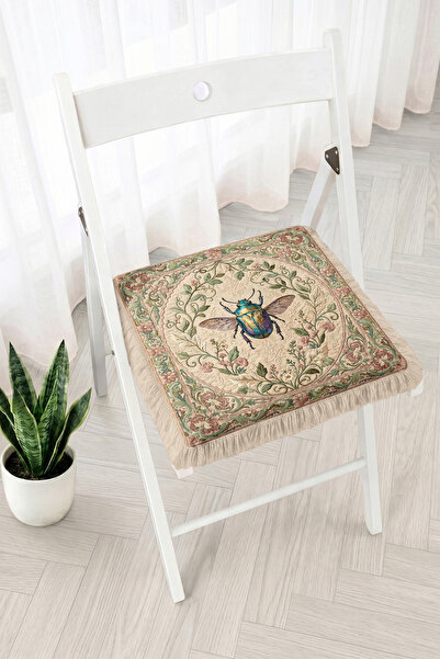 Realhomes Blue Insect Figured Floral and Leafy Vintage Tapestry Patterned Fri...