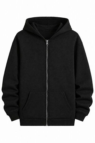 Grafftee Clothing Unprinted Relaxed Unisex Zippered Hooded Sweatshirt Cardigan