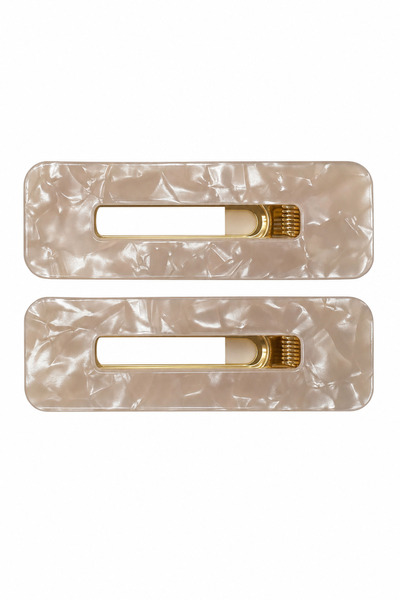 Jack Ferrero Stylish Marble Patterned Rectangular Hair Clip Set of 2 Women's ...