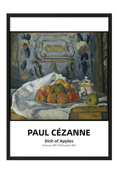 Postifull Paul Cézanne - Farfurie cu mere, Tablou în ramă neagră, Seria de ar...