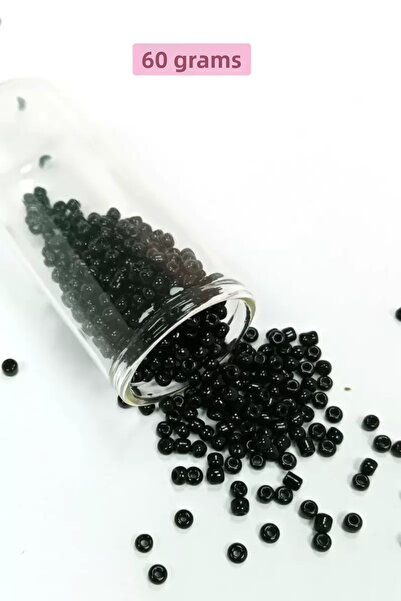 Mestore Bulk glass sand beads (8/0) 3 mm - 60 grams - glossy black - bnc211