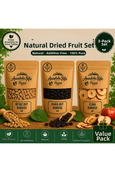 Anadolu Şifa Harput White Mulberry-Black Mulberry-Apple Dried 100Grx3 Natural...