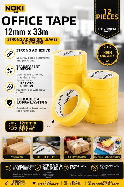 ANI OFİS KIRTASİYE A K Διαφανής Ταινία Γραφείου 12mm x 33m – Ισχυρή Κολλητική...