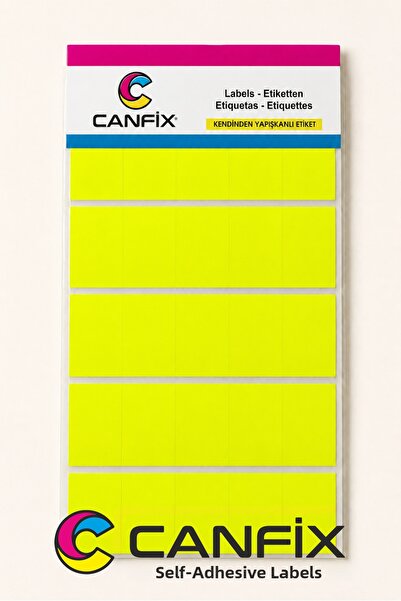 Canfix 20X40 mm Phosphorescent Yellow Coding Label with 5 Side-By-Side Cutouts