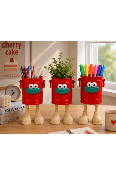 ARVALE Gosi 3 Pieces Makeup Organizer Cute Standing Box Organizer - Red