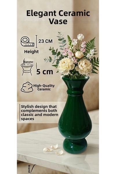 Velorahomee Luxury Ceramic Vase 23 cm - Classic and Modern Home Decor, Tablet...