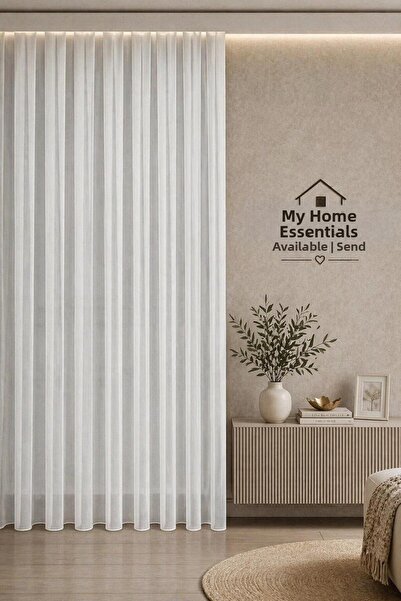 evihtiyaclarim by IOC Titi Bamboo Linen Look French Glass Iron-Free Tulle Cur...